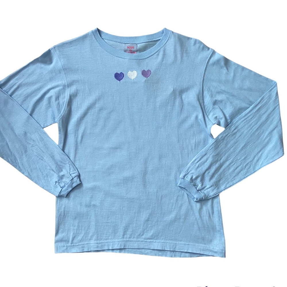 Girls Embroidered Hearts Long Sleeves T Shirt Medium